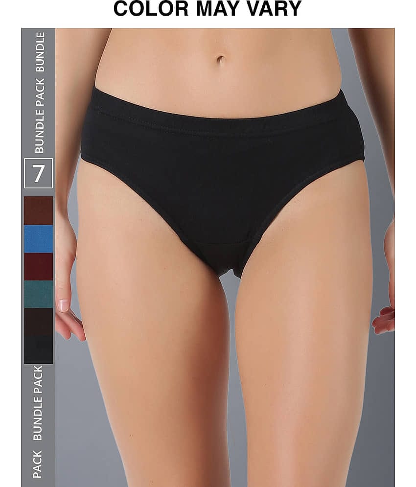 Dollar Lehar Super Combed Cotton Women's Solid Hipster Panty - Pack of 7 - (Colour May Vary)