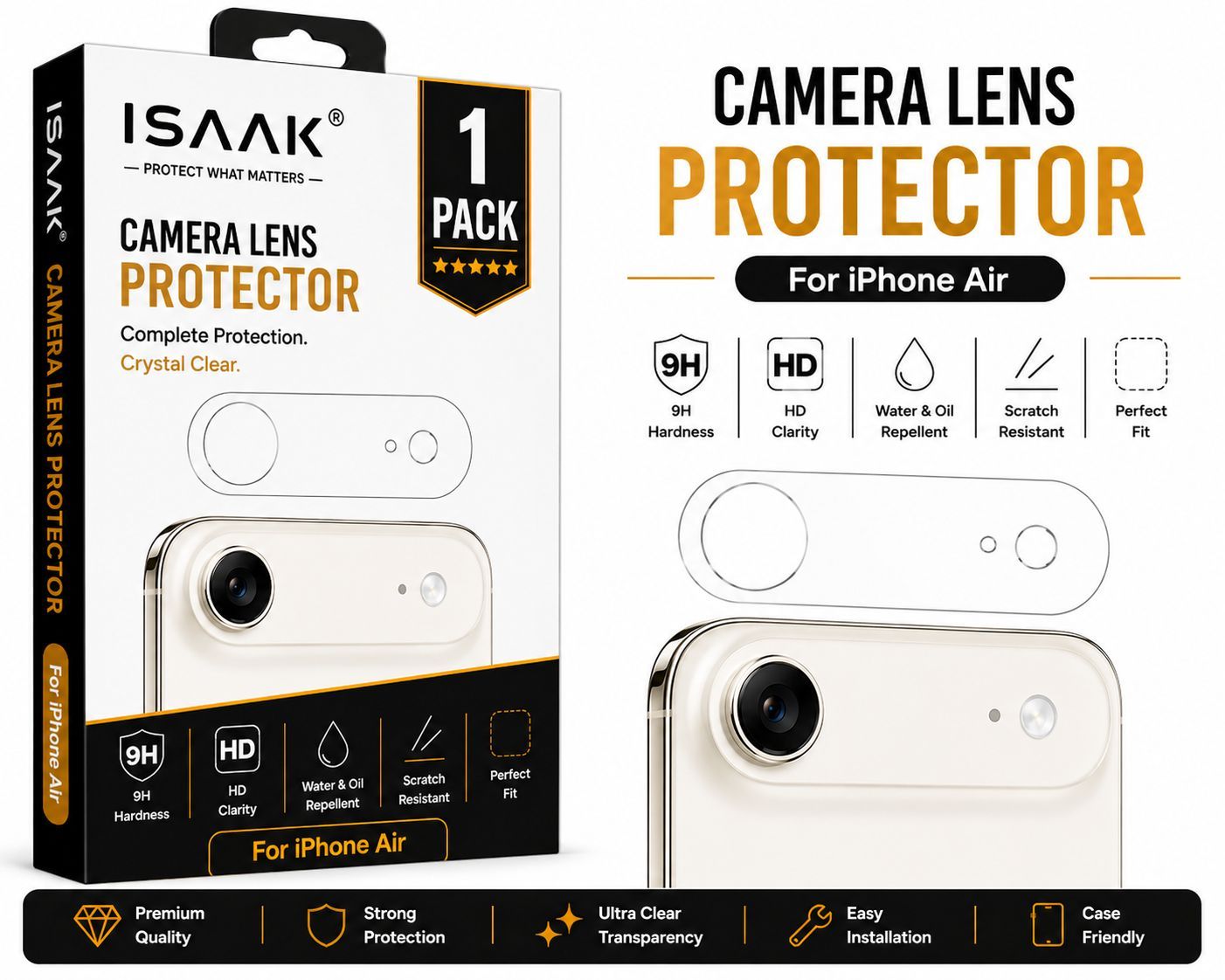 ISAAK Back Camera Lens Protector compatible for Apple iPhone Air (Pack of 1)