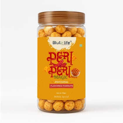 Blute life Roasted/Flavoured Makhana | High In Protein | High Fiber | Calcium Rich | Low Cholestrol | No Palm Oil | 80g Pack (Super Crunchy Roasted/Flavoured Makhana) (80g, Peri Peri Magic) Blute life Roasted/Flavoured Makhana | High In Protein | High Fiber | Calcium Rich | Low Cholestrol | No Palm Oil | 80g Pack (Super Crunchy Roasted/Flavoured Makhana) (80g, Peri Peri Magic)