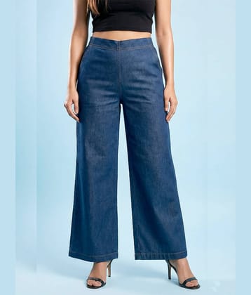 Addyvero Women Denim Wide Leg Trousers ( Light Blue )