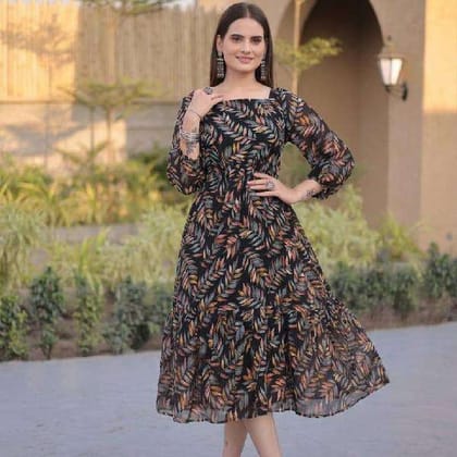 Georgette Maxi Dress Party Wear Comfortable