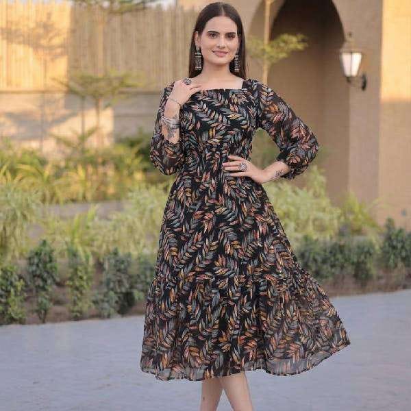 Georgette Maxi Dress Party Wear Comfortable