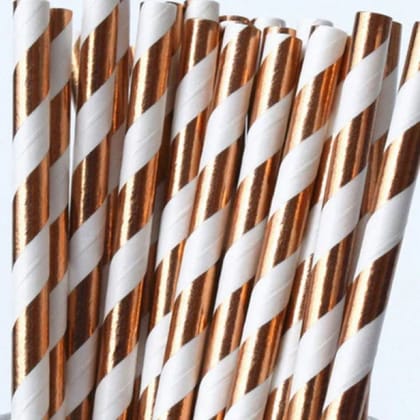 Rose Gold & White Straws - 24PC Rose Gold & White Straws - 24PC