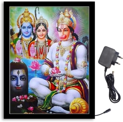 NOKKES Hanuman Ji Light Photo Frame 8X10 inch Led Light photo Frame With Light Adaptor Led Light Photo Frame Black Color Photo Frame_AQW244 NOKKES Hanuman Ji Light Photo Frame 8X10 inch Led Light photo Frame With Light Adaptor Led Light Photo Frame Black Color Photo Frame_AQW244