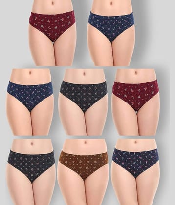 Rupa Jon - Multicolor Cotton Printed Women's Hipster ( Pack of 8 )