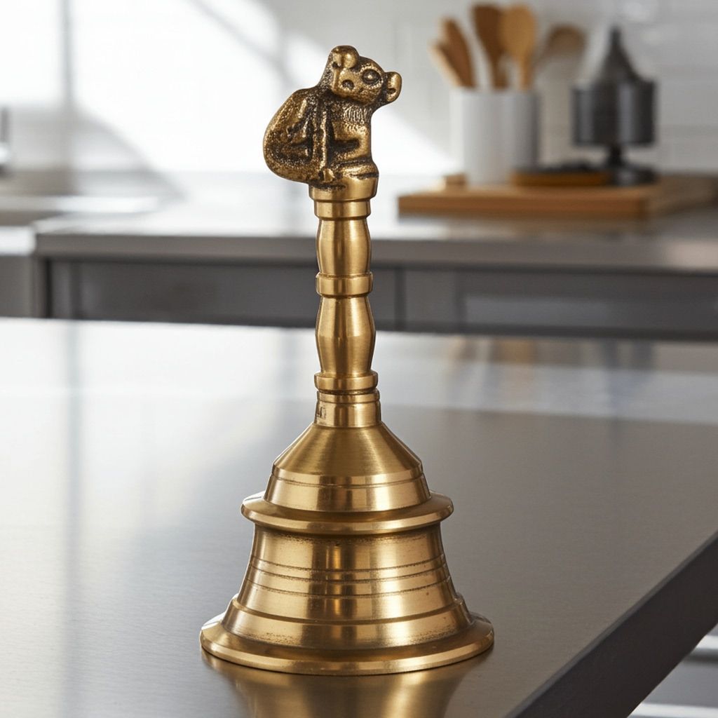 Brass Nandi Hand Bell, Ghanti No. 2, Height : 4.2 Inch (FMAS666 C)