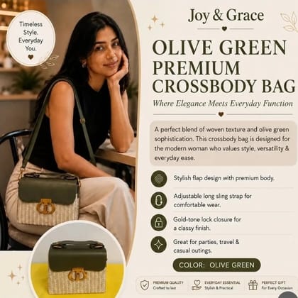 Olive Green Woven Premium Crossbody Bag