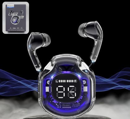 Wireless Bluetooth 5.3 Earbuds with ENC Noise Cancellation, Dual Microphones, 200mAh Battery, Transparent LED Display In-Ear Earphones Wireless Bluetooth 5.3 Earbuds with ENC Noise Cancellation, Dual Microphones, 200mAh Battery, Transparent LED Display In-Ear Earphones