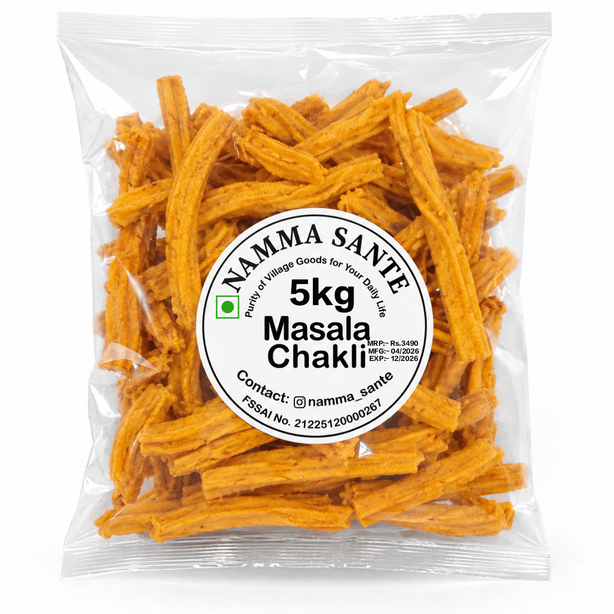 Masala Chakli, Spicy Chakli, Kara Chakli, Masala Murukku, South Indian Chakli 5kg