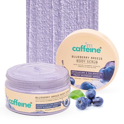 Mcaffeine Blueberry Breeze Body Scrub for Glowing Skin With Coffee, Apricot & Shea Butter | Removes Tan, Nourishes, Moisturizes | Exfoliating Scrub | Fruity Aroma for Men & Women - 175G Mcaffeine Blueberry Breeze Body Scrub for Glowing Skin With Coffee, 