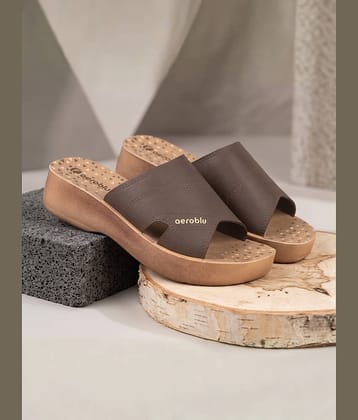 Aeroblu AEMR41-BROWN Brown Women's Open Toe Flats