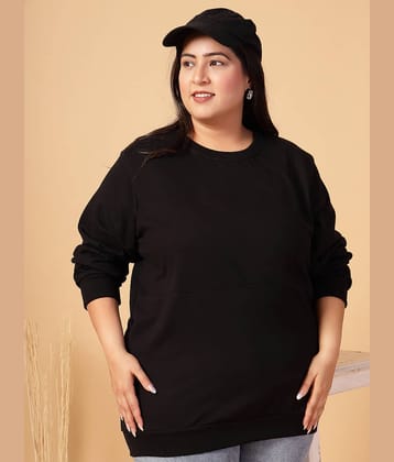 Rigo Women Cotton Round Neck Sweatshirt For ( Black )