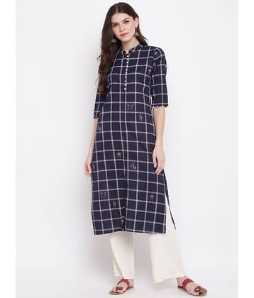 Vbuyz Navy Cotton Straight Kurti