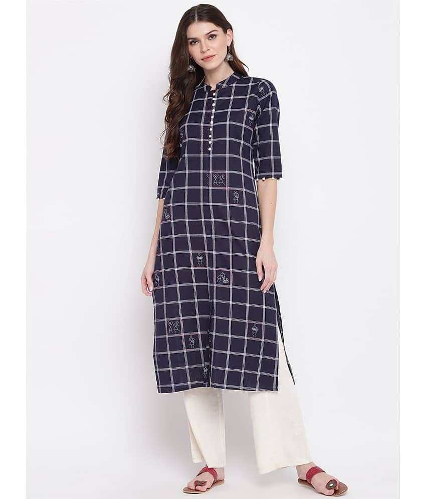 Vbuyz Navy Cotton Straight Kurti