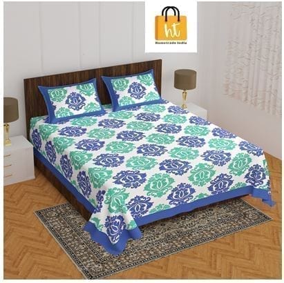 3001-Hometrade India-Standard King Size (90*108 Inches) Double Bedsheet With 2 Pillow Cover-RJ-14-Jaipur lining-3210 3001-Hometrade India-Standard King Size (90*108 Inches) Double Bedsheet With 2 Pillow Cover-RJ-14-Jaipur lining-3210