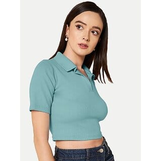 Radprix Casual Solid Women Blue Top