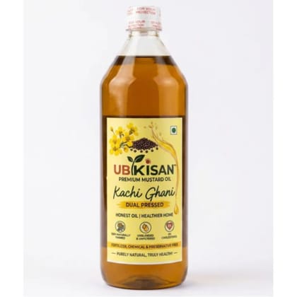 UBKISAN Kachi Ghani Premium Mustard Oil - 1 L - One plastic bottle