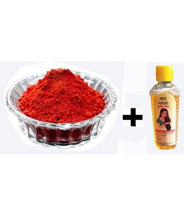 Aadhya Orange Hanuman Sindoor with Chameli Oil/Orange Sindoor 100g & Chameli Oil 100g (Standard Orange)