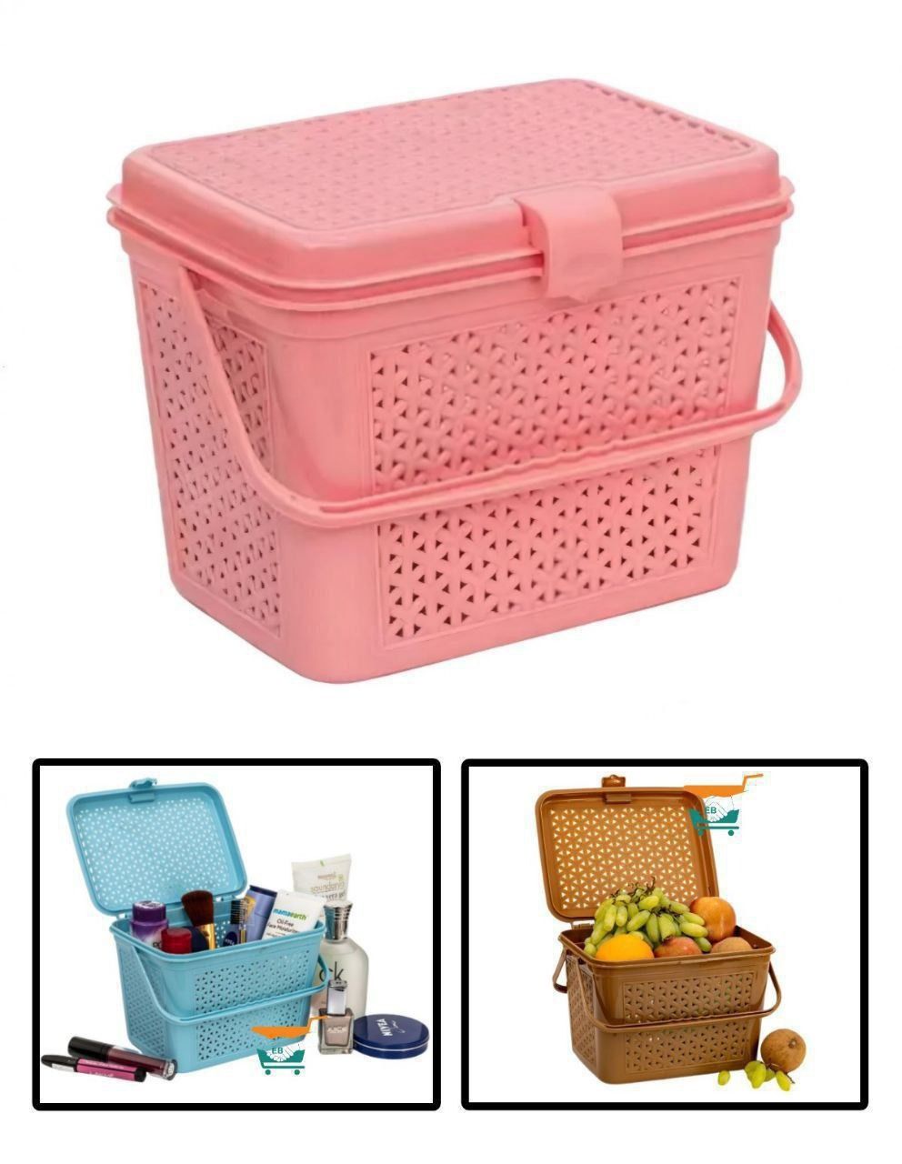 Picnic Basket / Multipurpose Storage Basket With Handle Random Color
