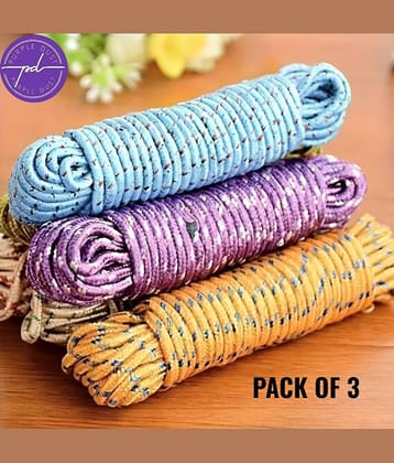 Multicolor Cloth Hanging Rope for Both Indoor & Outdoor, (Pack of 3)