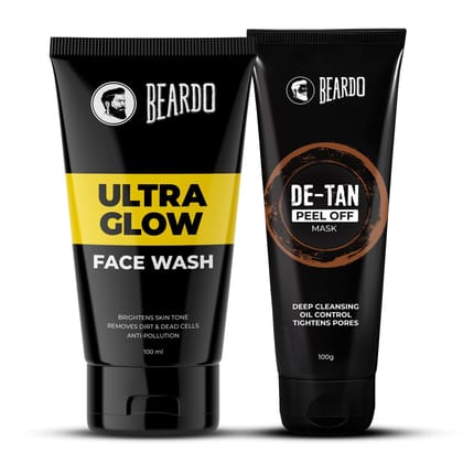 Beardo Ultraglow Facewash & De-Tan Peel Off Mask Combo