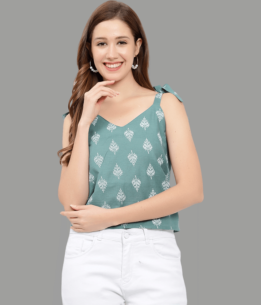 GALWIZ Women's Cotton A-Line Top ( Green )
