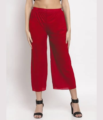 Klotthe Red Rayon Wide leg Women's Palazzos ( Pack of 1 )