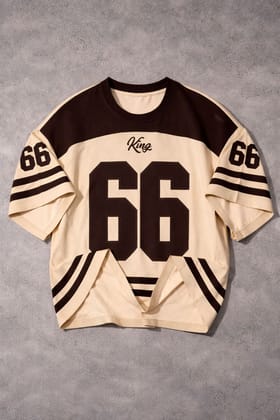 Mens Printed Half Sleeve T-Shirt |Beige & Black Sports Style
