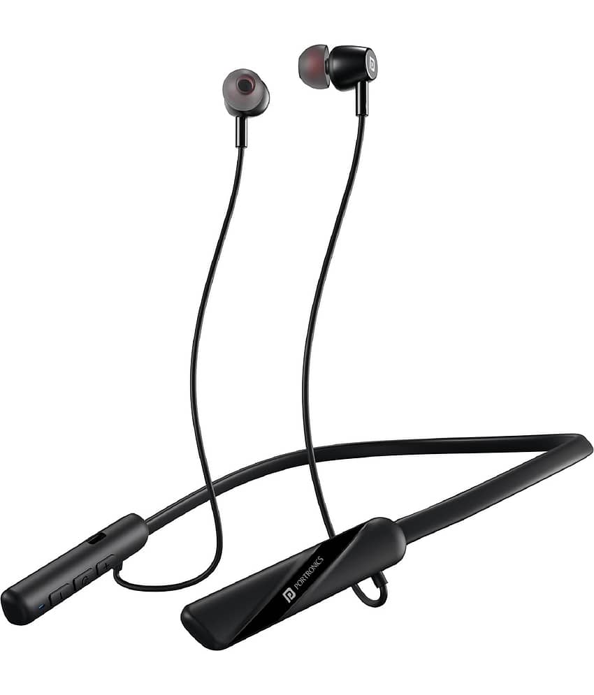 Portronics In-the-ear Bluetooth Headset with Upto 30h Talktime Water Resistant - Black