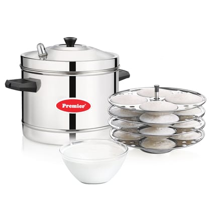 Premier Stainless Steel Induction Compatible Idly Cooker - 4 Plates Premier Stainless Steel Induction Compatible Idly Cooker - 4 Plates