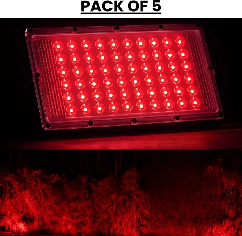 SPARKWORLD 50W BRICK LIGHT Flood Light Outdoor Lamp (Red) | Colour: Red (Pack of 5)