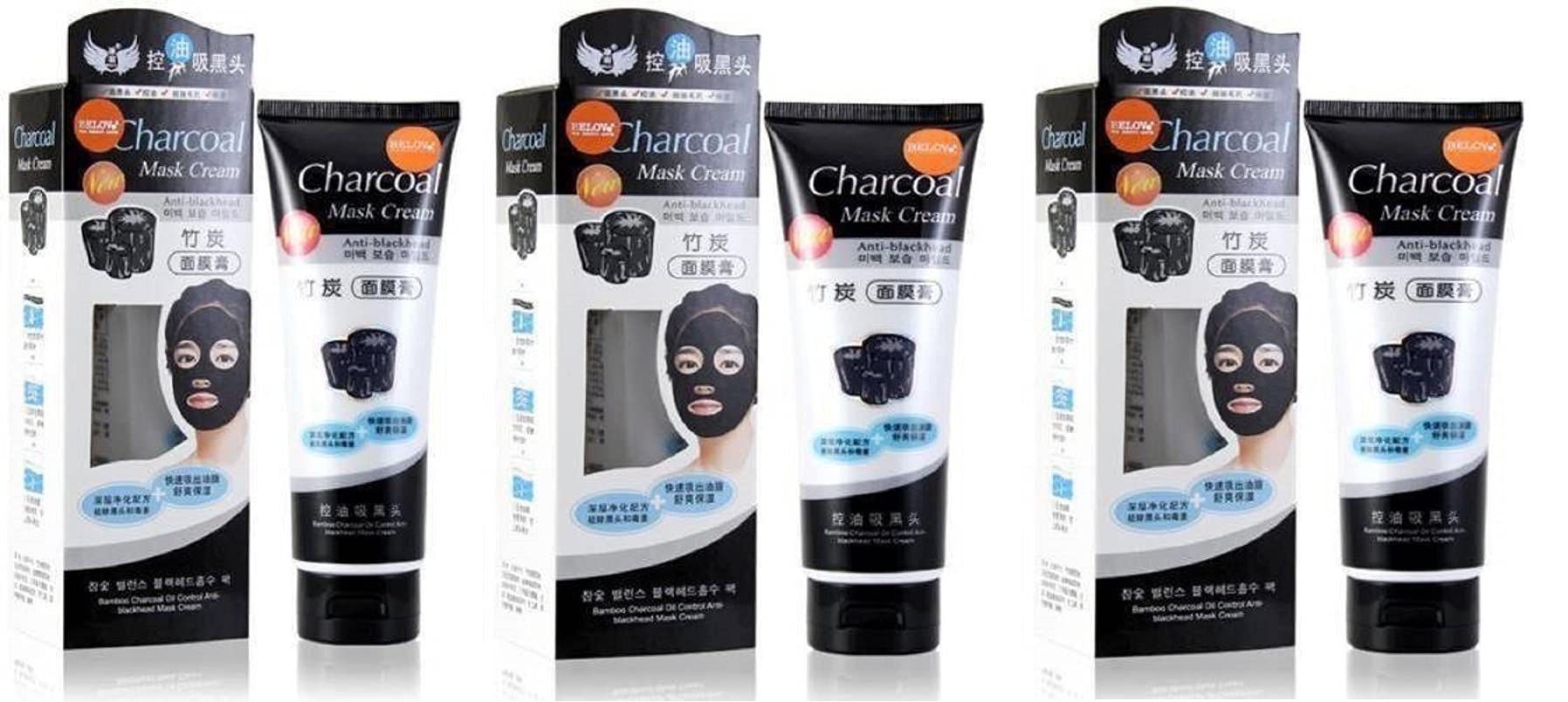 Elecsera Charcoal Deep Cleansing & Instant Glow and Anti-Blackhead Suction Mask Cream 130g � 3 Pack Of 3 (390 g)