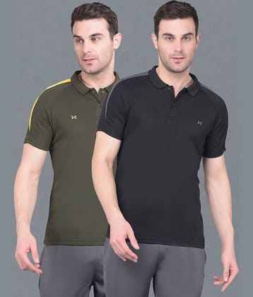 Force NXT Multi Polyester Regular Fit Men's Sports Polo T-Shirt ( Pack of 2 )