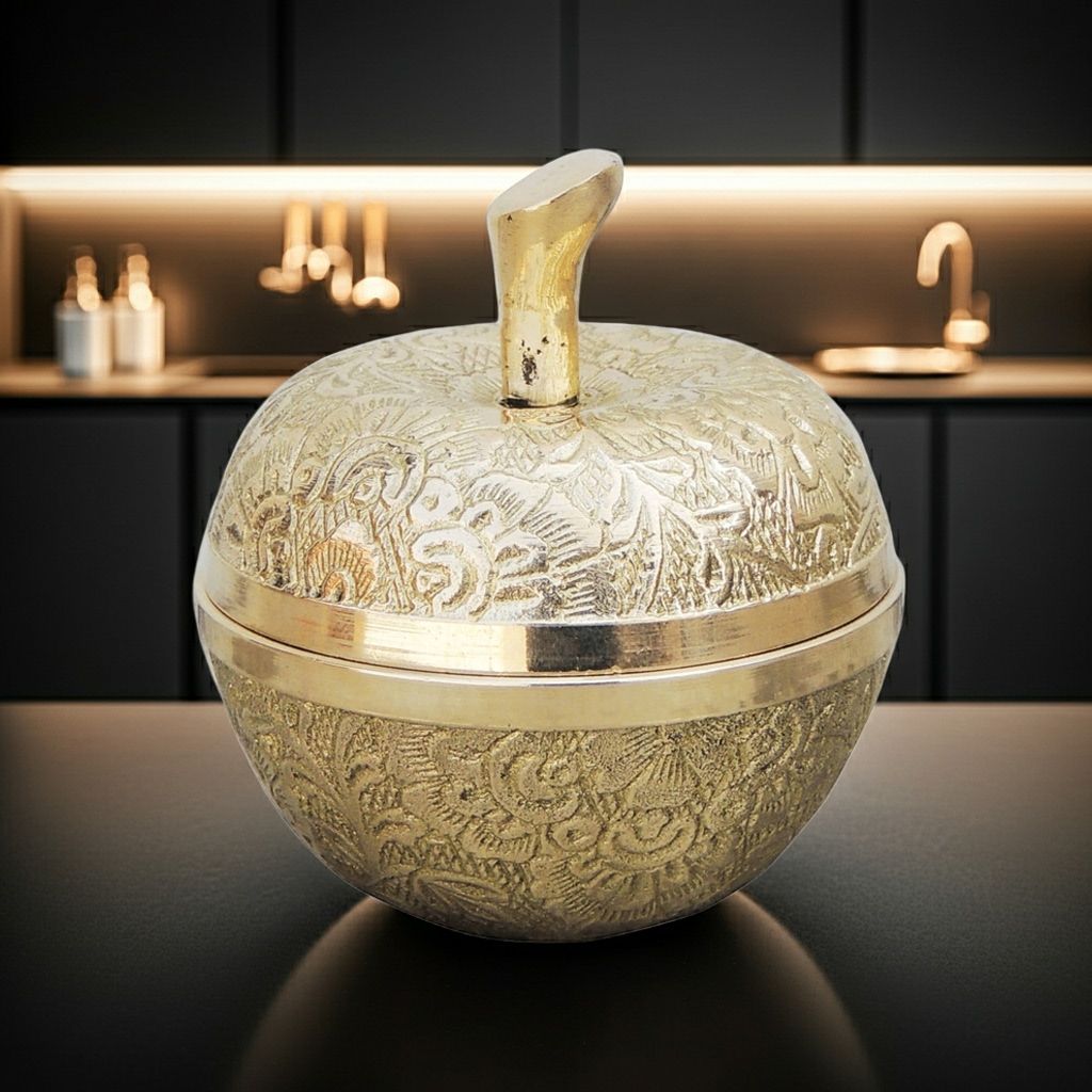 Brass Apple Shape Home Decor Bowl | Elegant Showpiece, Height : 2.8 Inch (FMAS316 E)
