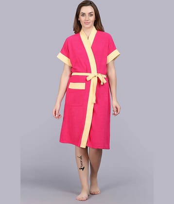 Poorak Pink Free Size Bathrobe ( Pack of 1 )