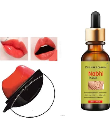 Nabhi Tailam for Improves Digestions 30ml & AppleDesign Red Lipstick, Cream Look For Girls/Women Combo of 2