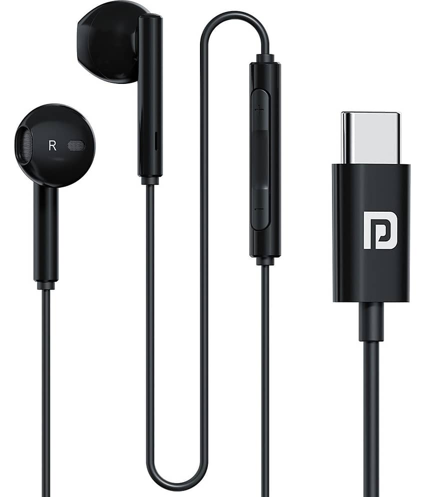 Portronics POR-2148 Type C Wired Earphone In Ear Passive Noise cancellation Black