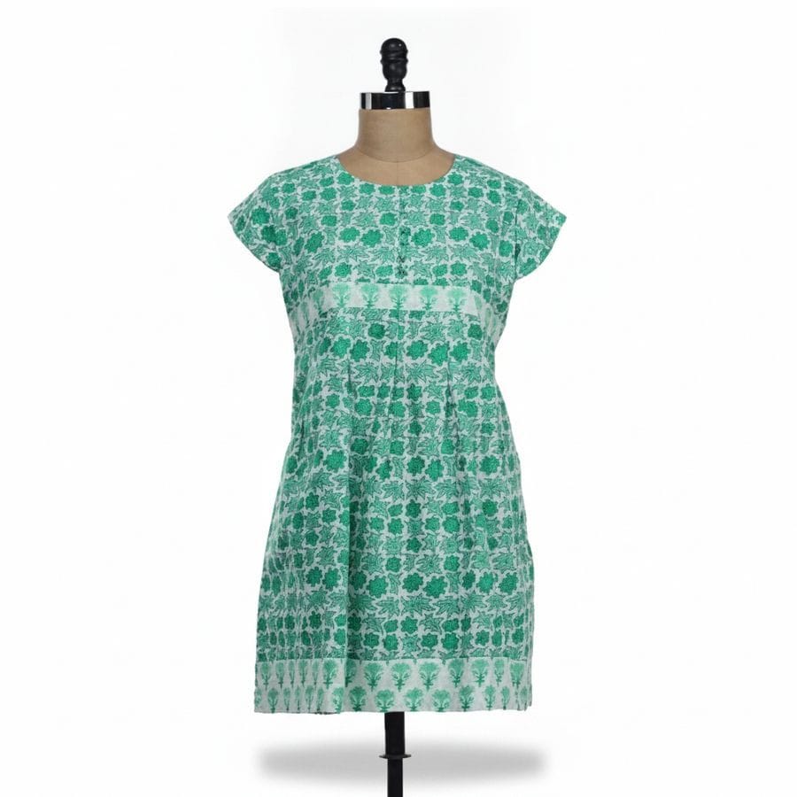 Women's Green Floral Print A-Line Dress