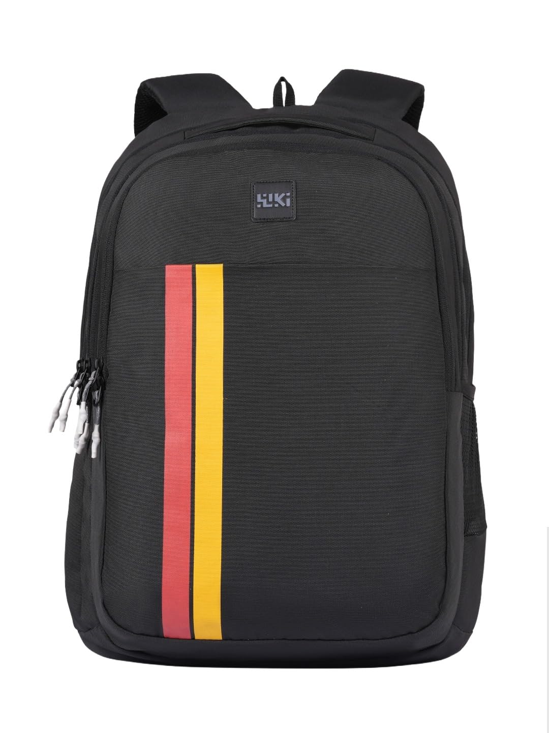 by Varsity Pro Solid Black Backpack, 35L, 3 Compartments + 1 Pocket, File Folder Section, Built-in Organizer, Spacious School, College & Office Bag