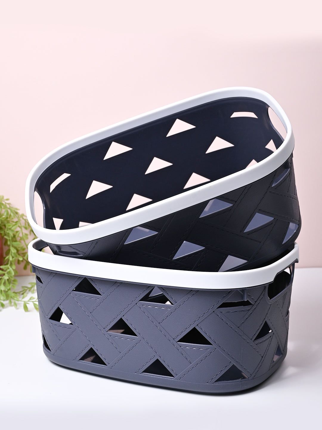 Grey Matte Rectangle Baskets (Set of 2)