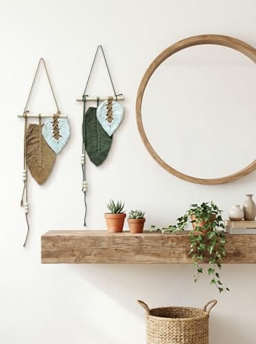 Wall Hanging, Brown, Green and White, Pack of 2