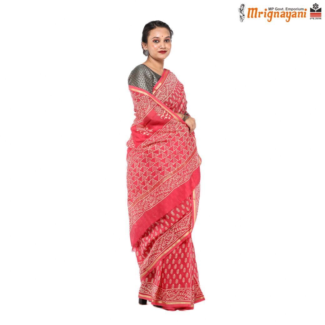 HANDLOOM CHANDERI SILK SAREE WITH BLOUSE (SKU - 1SCZ01250522, SAREE - 1281)