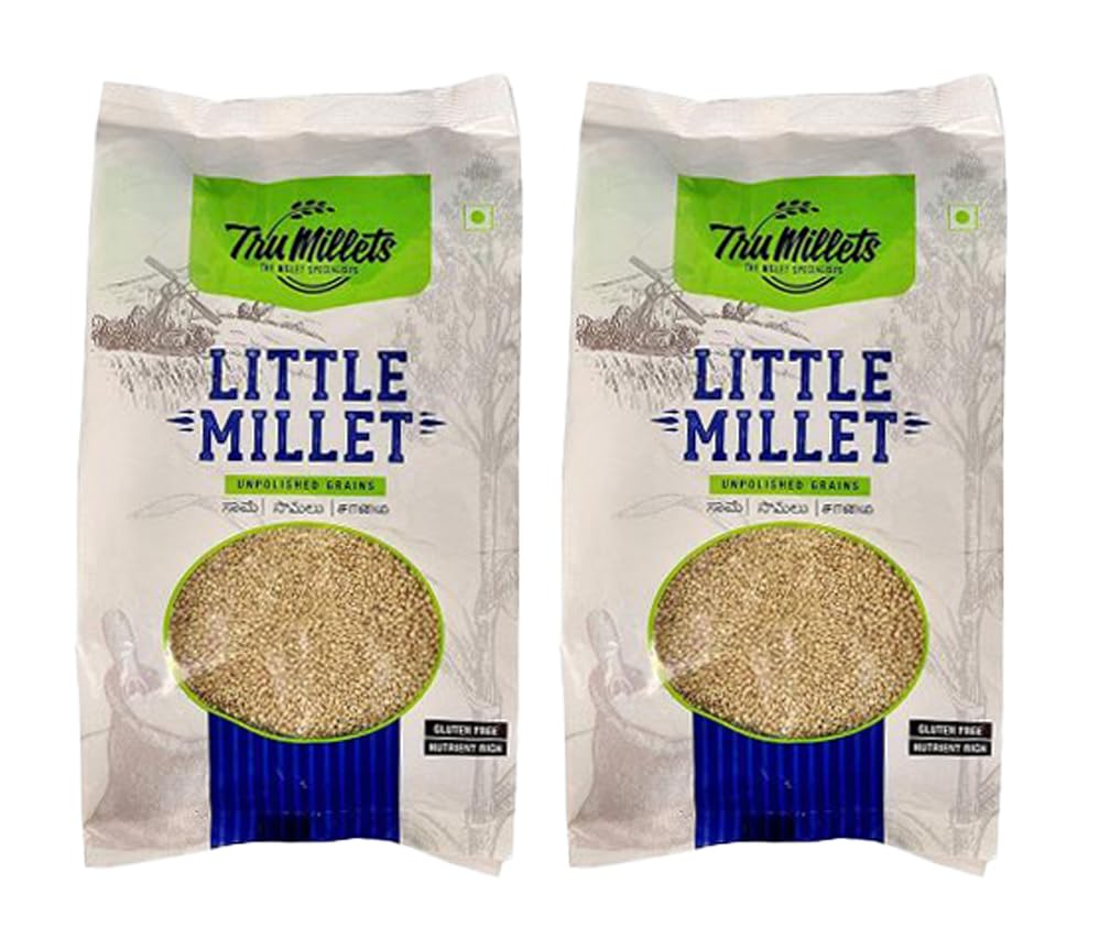 Trumillets Little Millet Whole Grain | Gluten Free | No Chemicals | High Plant Protein and Fibre | Dosa, Uttapam, Dhokla Batter Replacement | Vegan (Each 500 Gm Pack of 2)