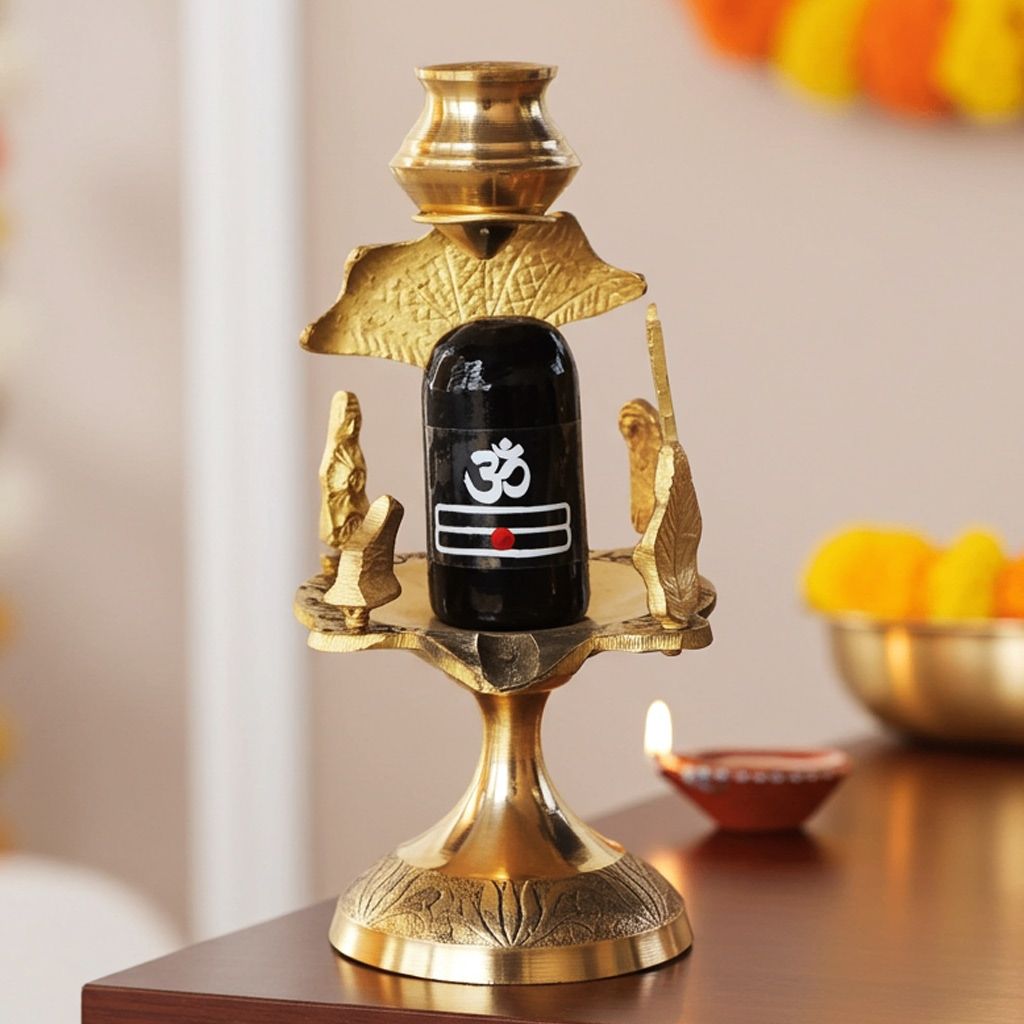 Brass Shiv Parivaar White Stone � Size 3 Family Idol, Height : 5.8 Inch (ZMAS463 D)