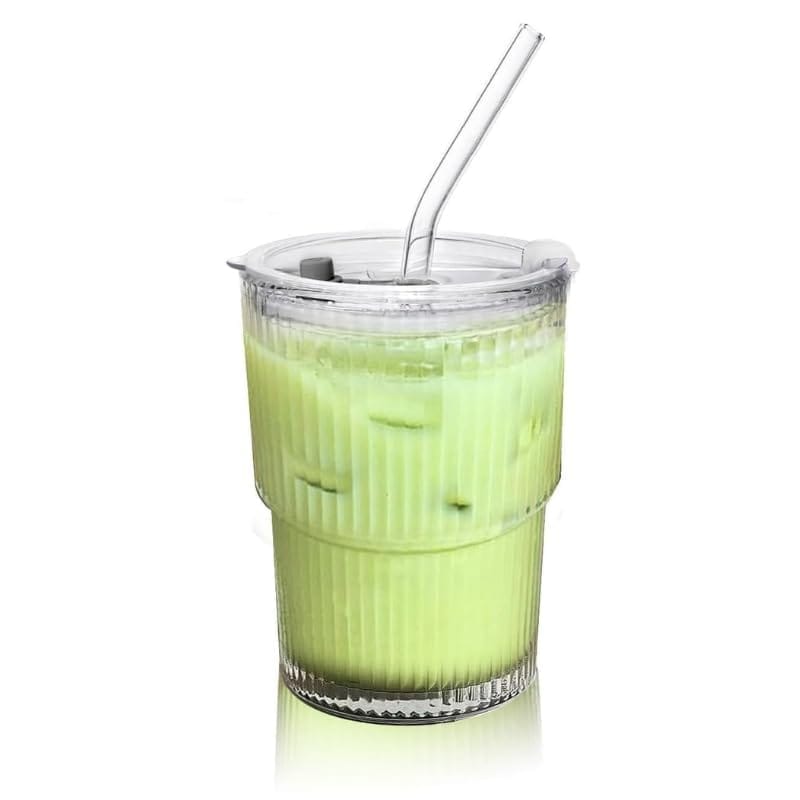 Water Drinking Glass Tumbler with Lid and Straw 350 ML, Pack of 1 Travel Sipper Mug, Perfect Use for Hot & Cold Drinks, Coffee, Tea, Milk, Juice, Water, Home, Office, Travel