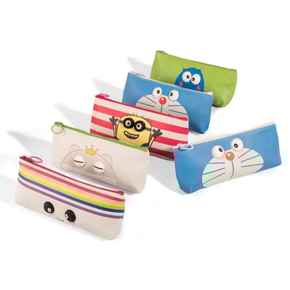 BREEPREE 3D Pencil Case and Pen Holder Set of 6 Soft Waterproof Pencil Pouch for Kids Return Gifts