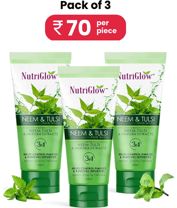 Nutriglow Neem & Tulsi Face Wash, 65 ml Each (Pack of 3)
