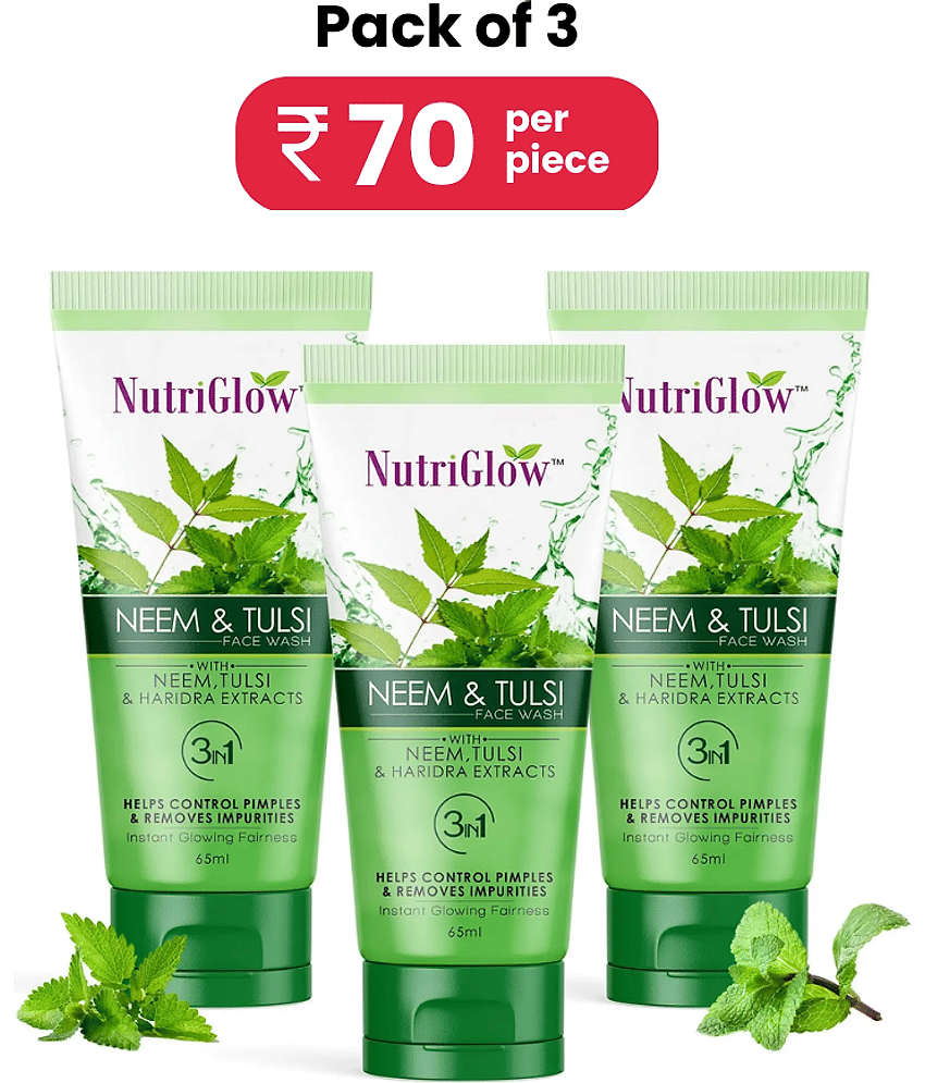 Nutriglow Neem & Tulsi Face Wash, 65 ml Each (Pack of 3)