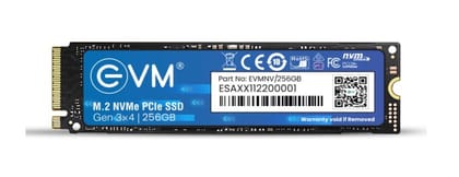 EVM 256GB NVMe Gen 3x4 Internal SSD (2280)  Upto 2000MB/s Read & 1500MB/s Write | PCIe 3.0 M.2 Solid State Drive for Gaming, Laptops & Desktops | Shock Resistant & 5-Year Warranty (EVMNV/256GB)
