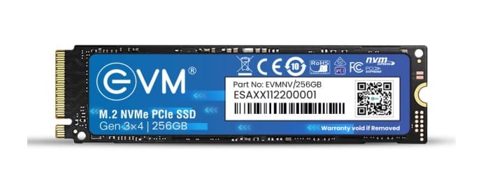 EVM 256GB NVMe Gen 3x4 Internal SSD (2280)  Upto 2000MB/s Read & 1500MB/s Write | PCIe 3.0 M.2 Solid State Drive for Gaming, Laptops & Desktops | Shock Resistant & 5-Year Warranty (EVMNV/256GB)
